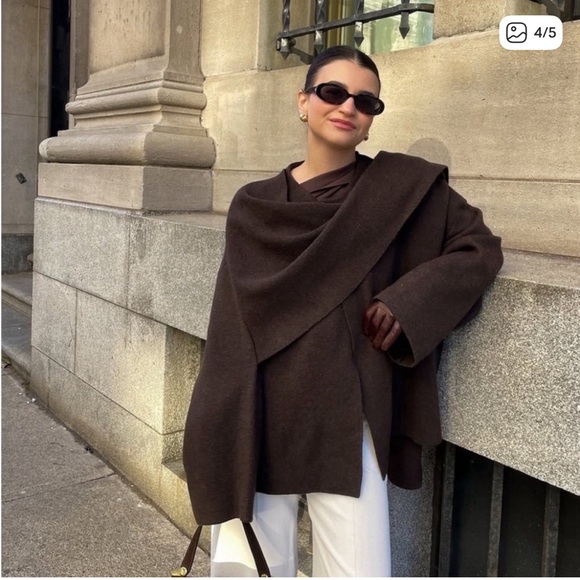 Zara Short Knit Scarf Coat - Picture 4 of 8